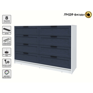 Kомод Тренд КТ-К157 (Белый платинум ЛДСП/ Дуб королевский ЛМДФ) Ш1565 В1020 Г451..